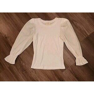 Nation LTD Womens Penny Tee Flounce Long Sleeves Top XS White Minamalist